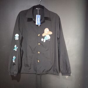 Romwe Smurfs Lightweight Jacket Button - Up